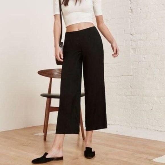 Reformation Pants - Reformation Belini Pant Cropped Wide Leg Flat Front Trousers